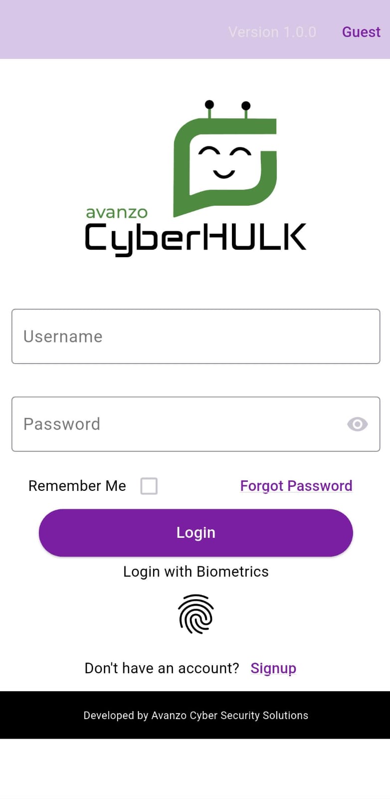 CyberHulk Mobile App Interface